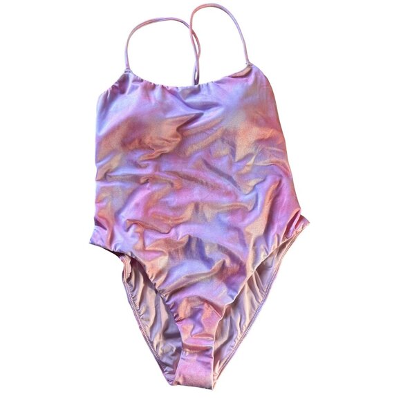 Victoria's Secret Shimmery Pink Tie-Dye One Piece Swimsuit L NWT - Picture 3 of 11